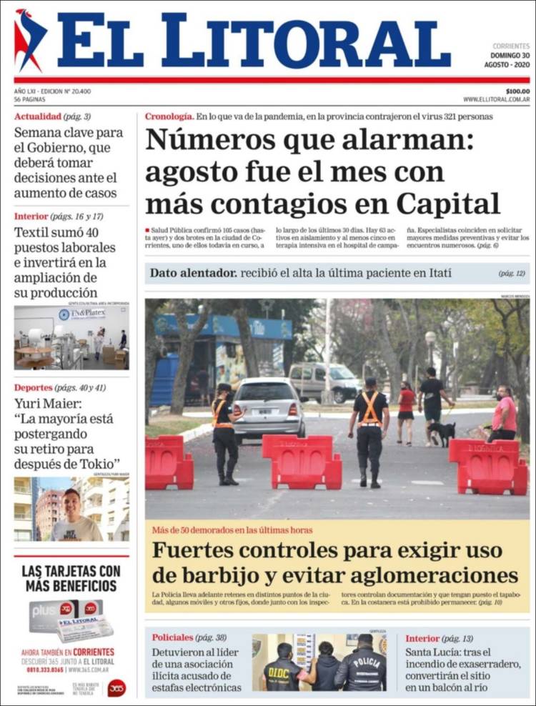 Portada de El Litoral Corrientes (Argentina)