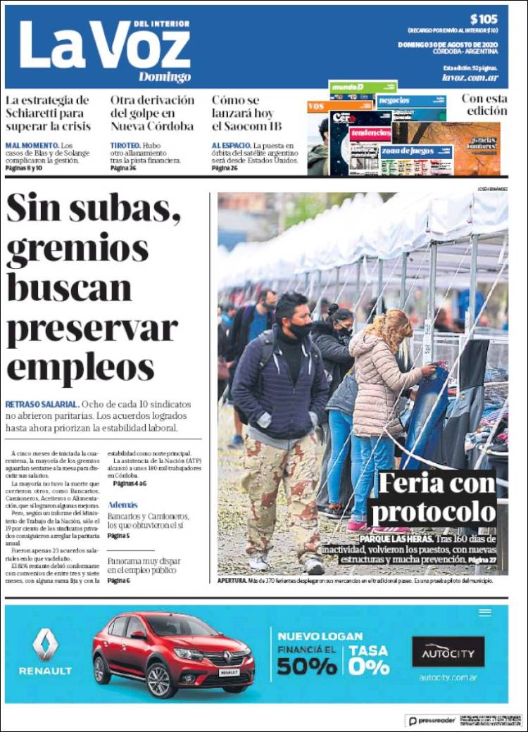 Portada de La Voz del Interior (Argentina)