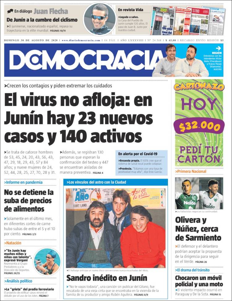 Portada de Diario Democracia (Argentina)