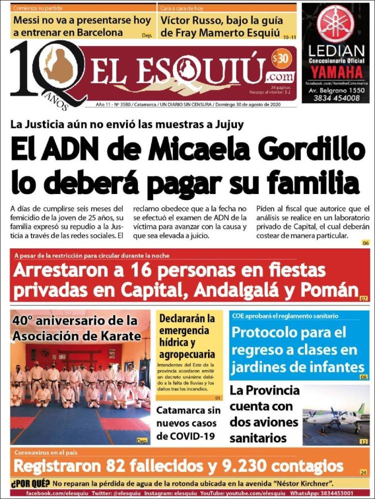 Portada de El Esquiu (Argentina)