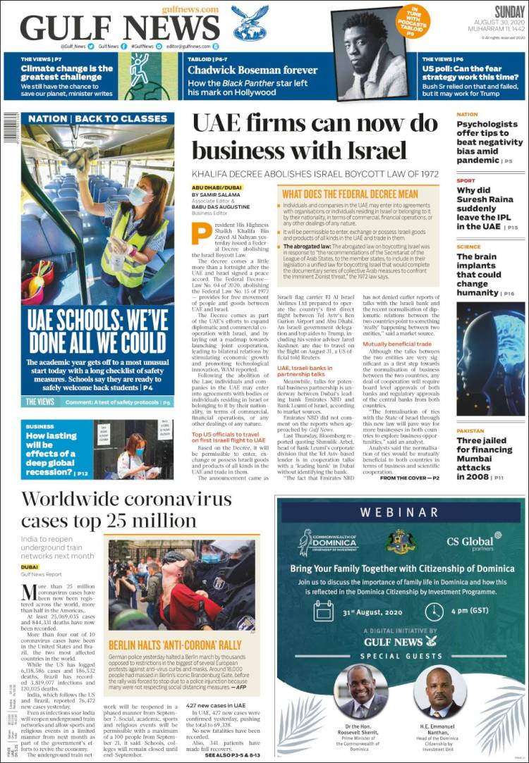 Portada de Gulf News (Asia-Pacífico)