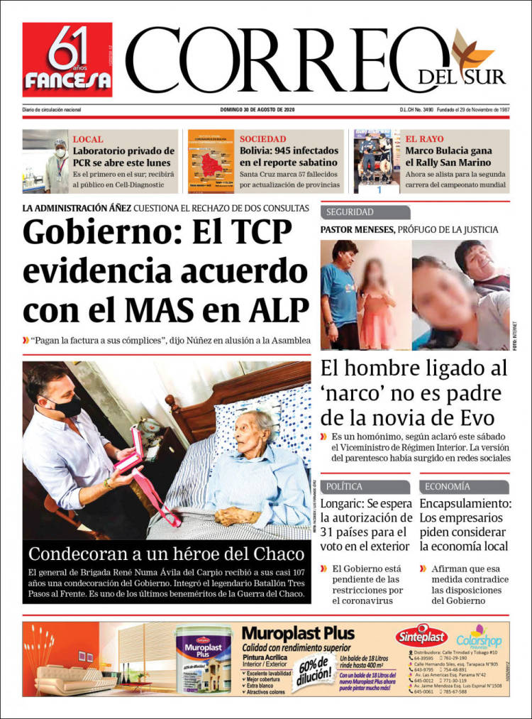 Portada de Correo Sur (Bolivia)