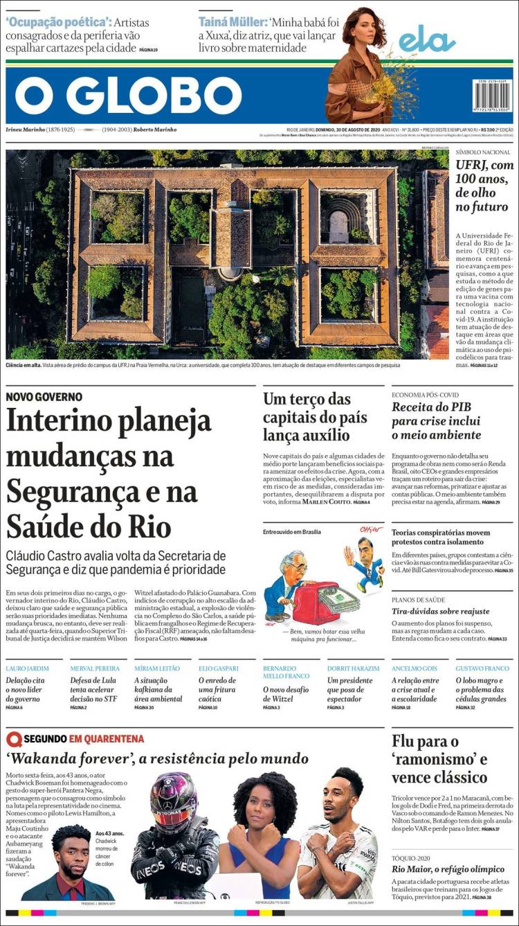 Portada de O Globo (Brasil)