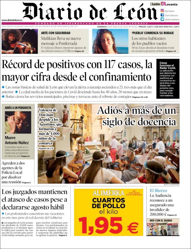 Portada de Diario de León (España)