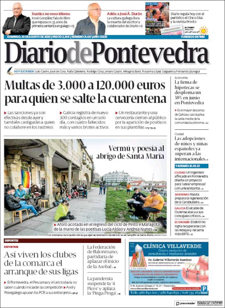Portada de Diario de Pontevedra (España)
