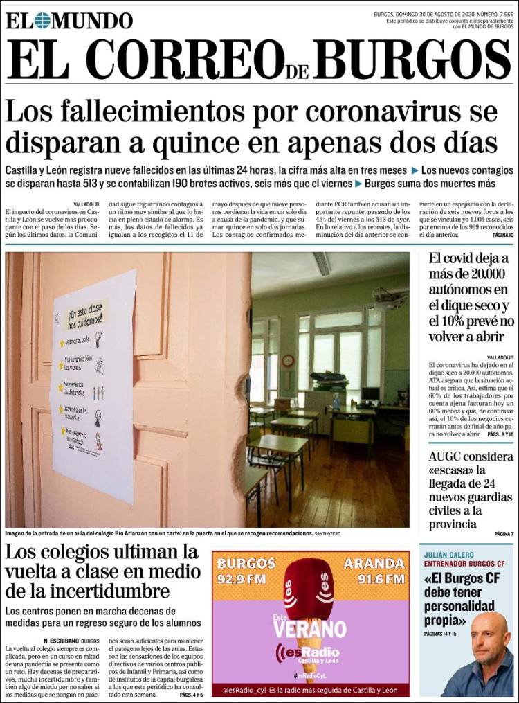 Portada de El Correo de Burgos (España)