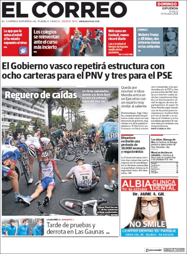 Portada de El Correo - Guipuzcoa (España)