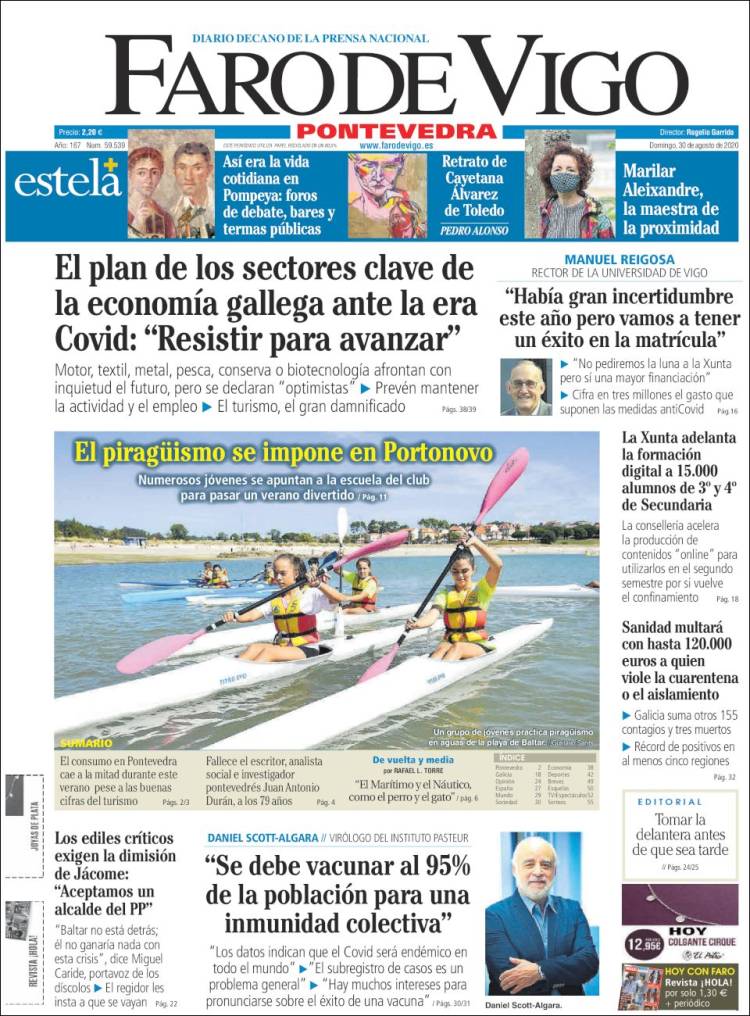 Portada de El Faro de Vigo - Pontevedra (España)