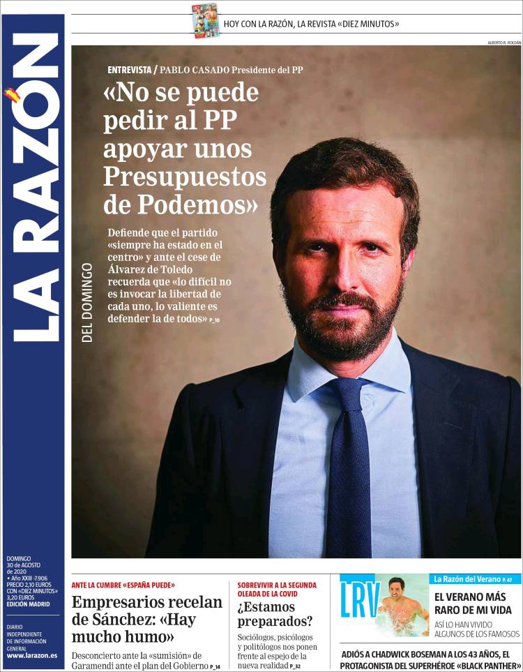 Portada de La Razón (España)