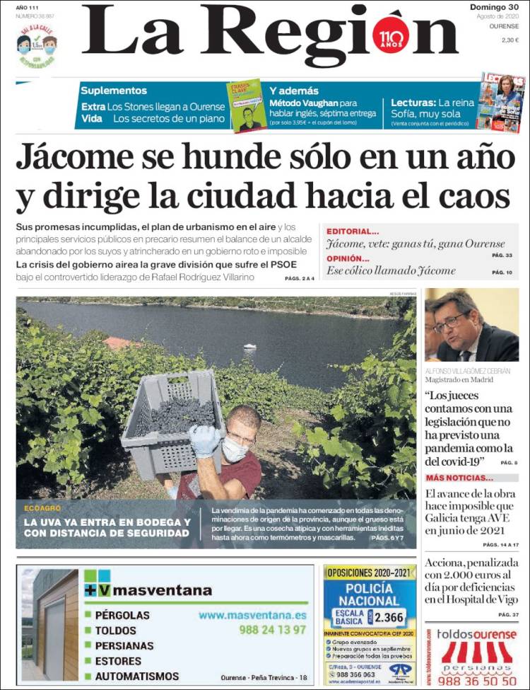 Portada de La Región de Ourense (España)