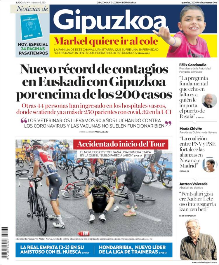 Portada de Noticias de Gipuzkoa (España)
