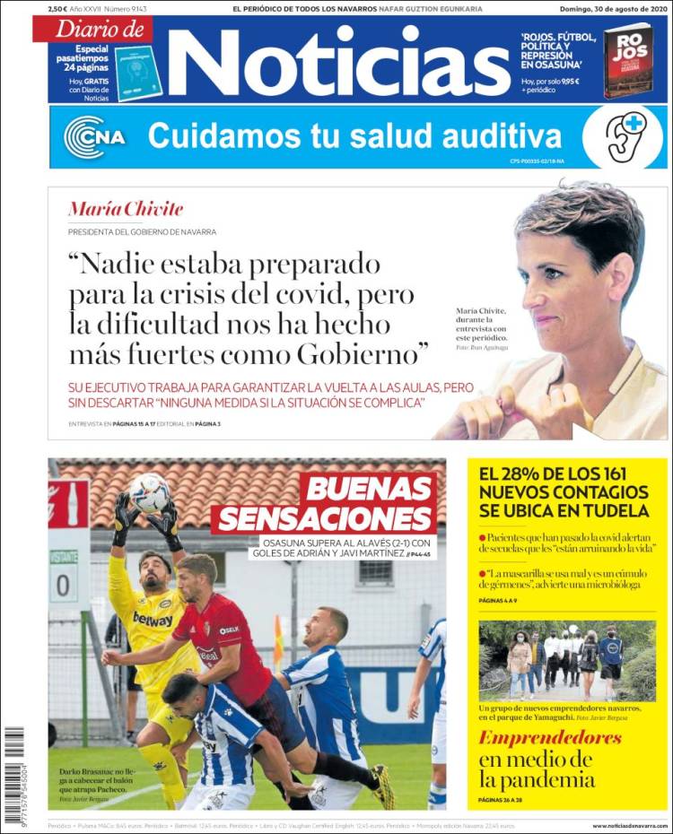 Portada de Noticias de Navarra (España)