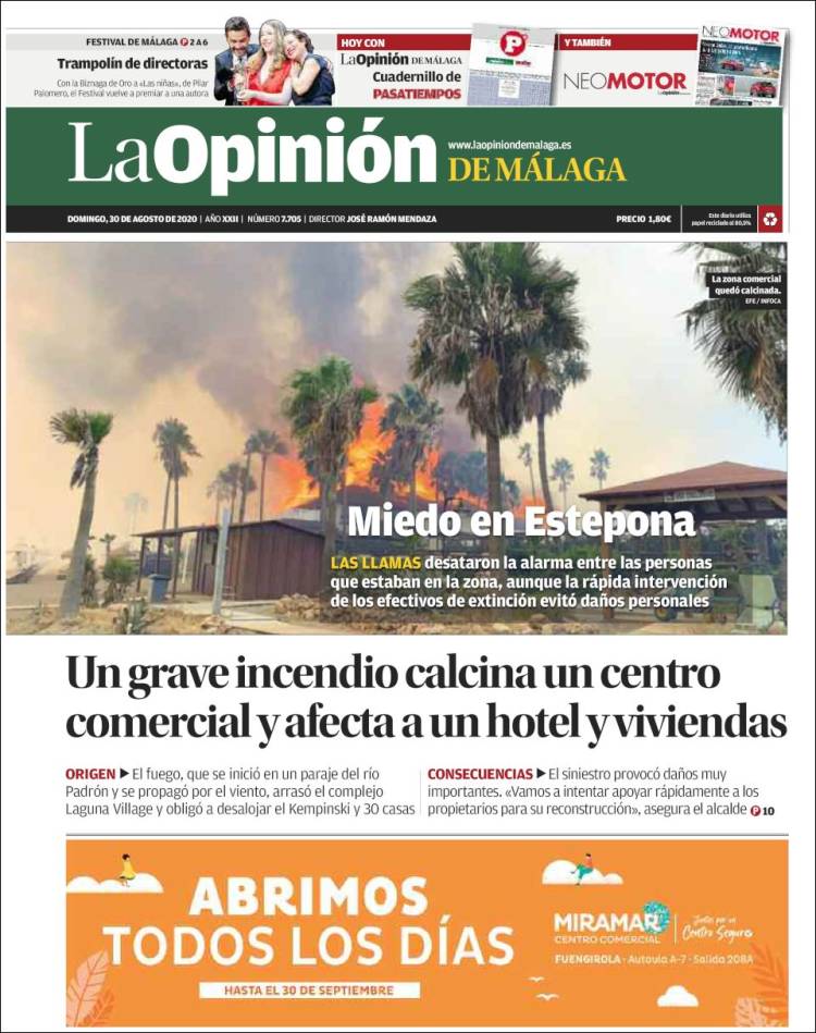 Portada de La Opinión de Málaga (España)