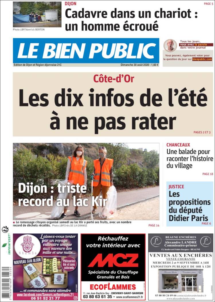 Portada de Le Bien Public (Francia)