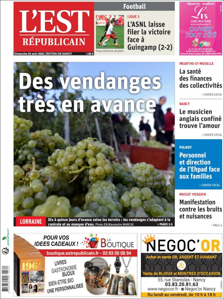 Portada de L'Est Republicain (Francia)