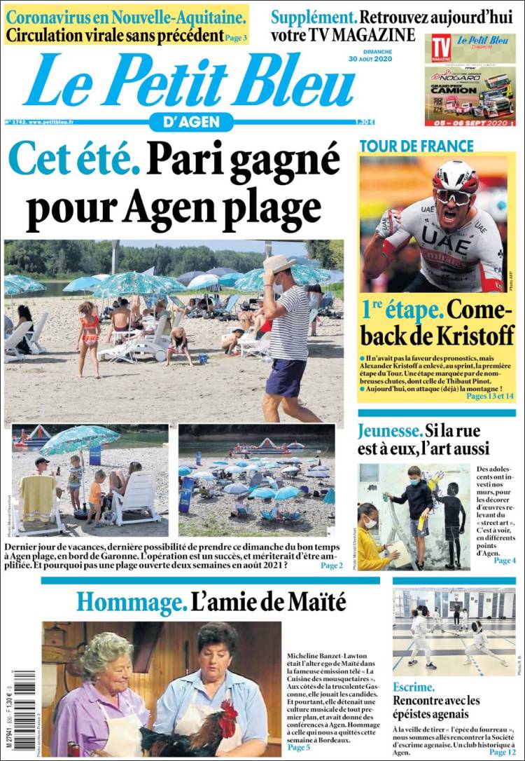 Portada de Le Petit Bleu (Francia)