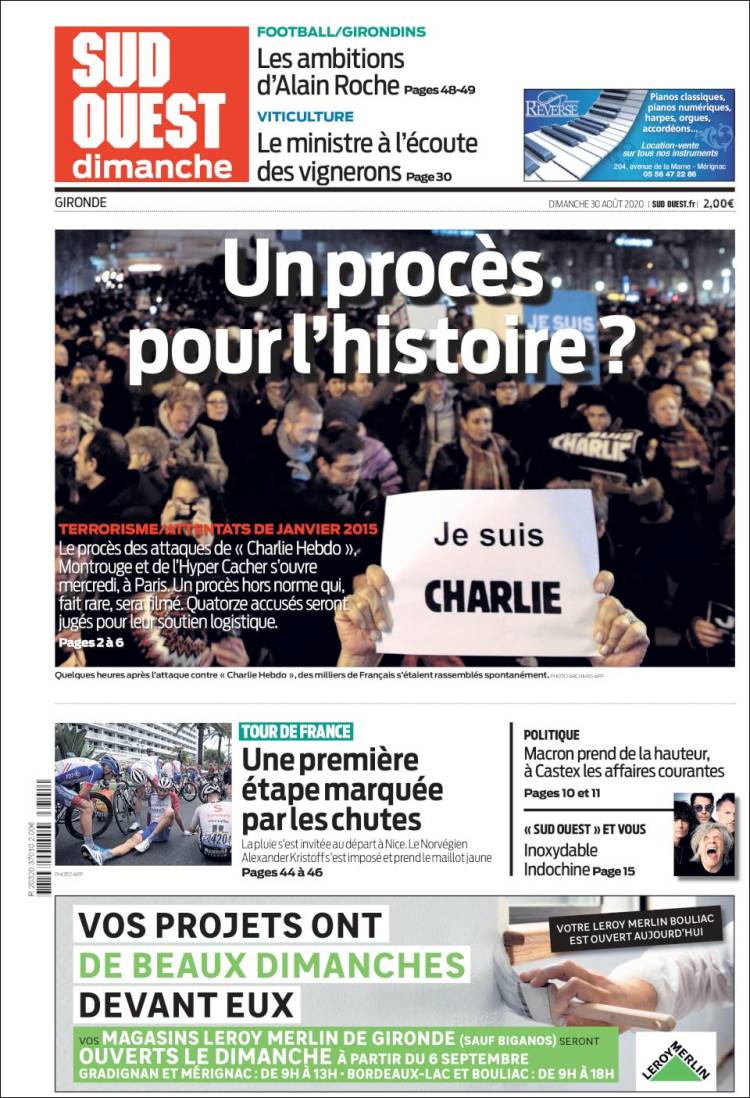 Portada de Sud Ouest (Francia)