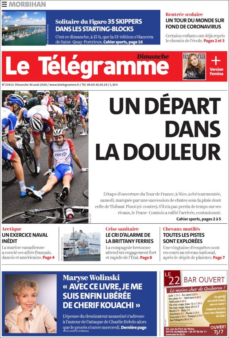 Portada de Télégramme (Francia)