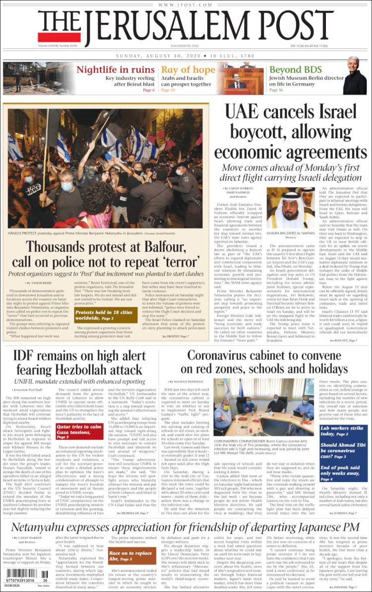 Portada de The Jerusalem Post (Israel)