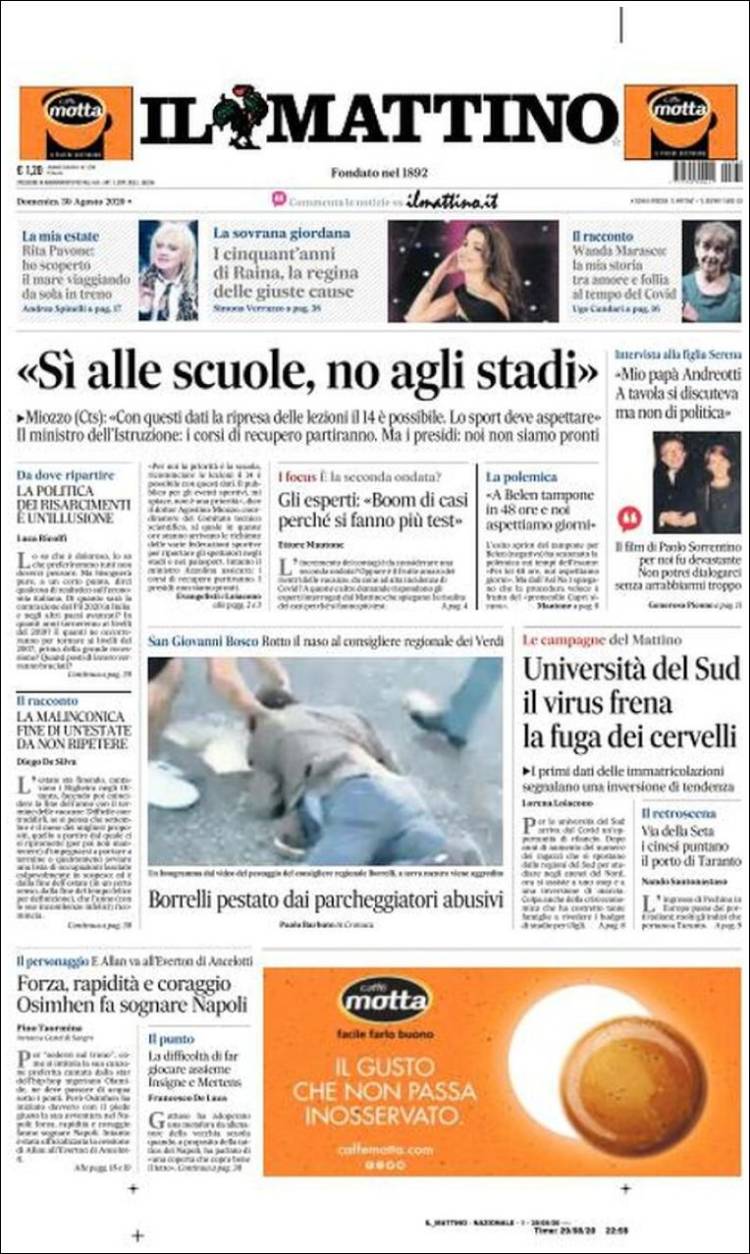 Portada de Il Mattino (Italia)