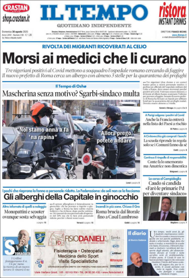 Portada de Il Tempo (Italia)