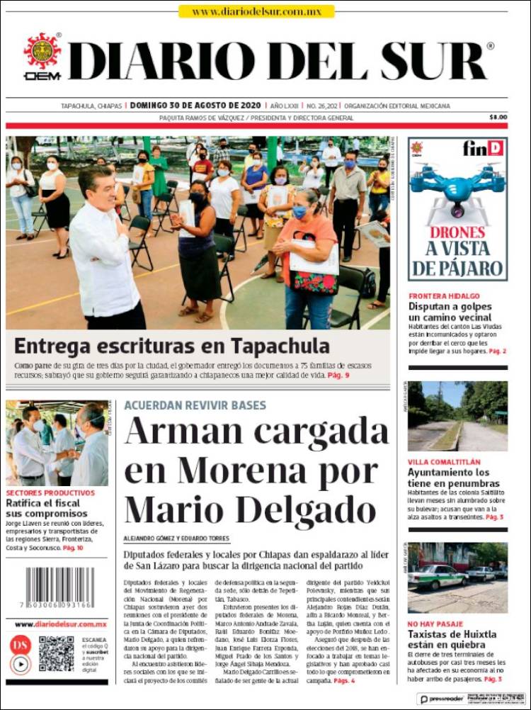 Portada de El Diario del Sur (M&eacute;xico)