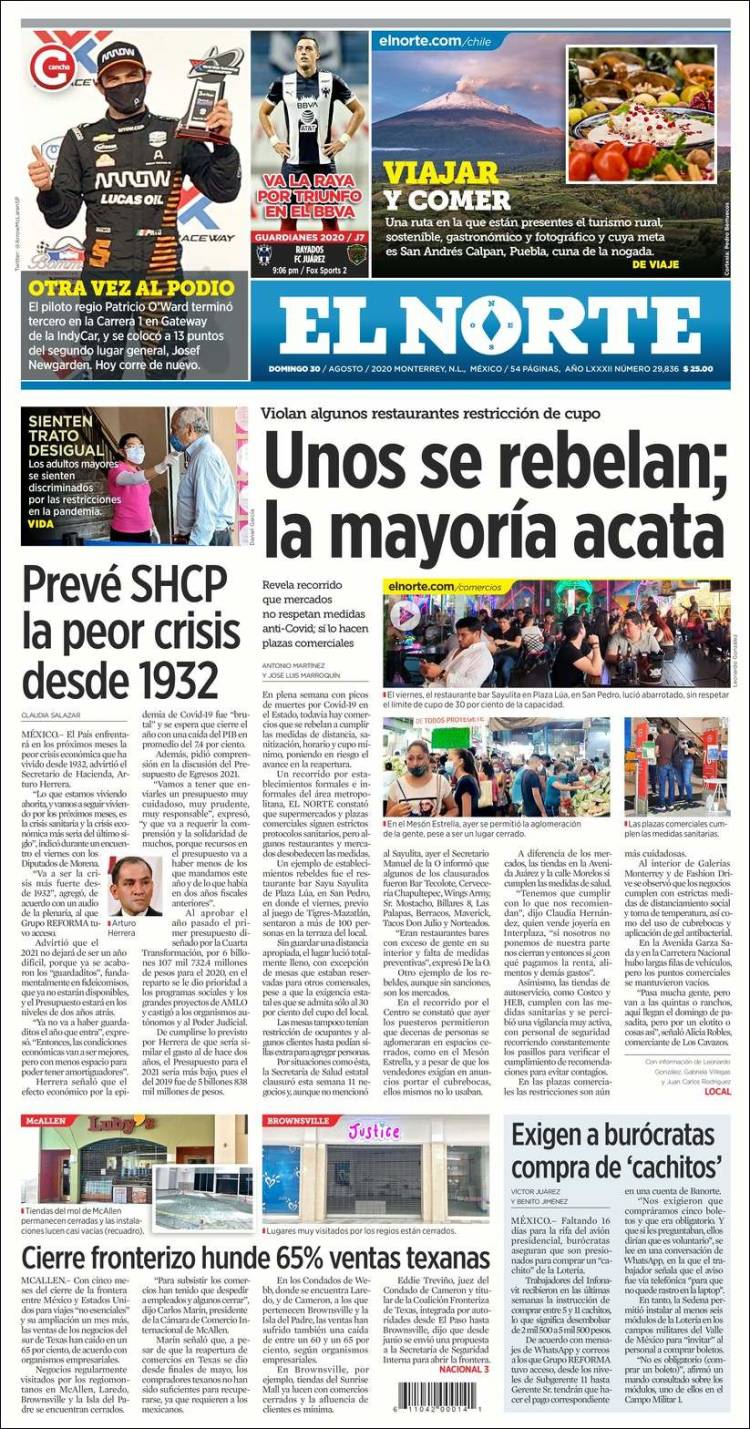 Portada de El Norte (M&eacute;xico)