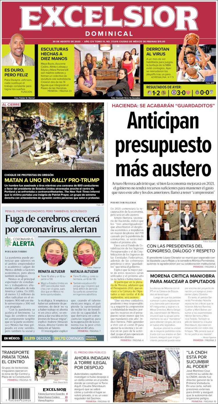 Portada de Excelsior (M&eacute;xico)