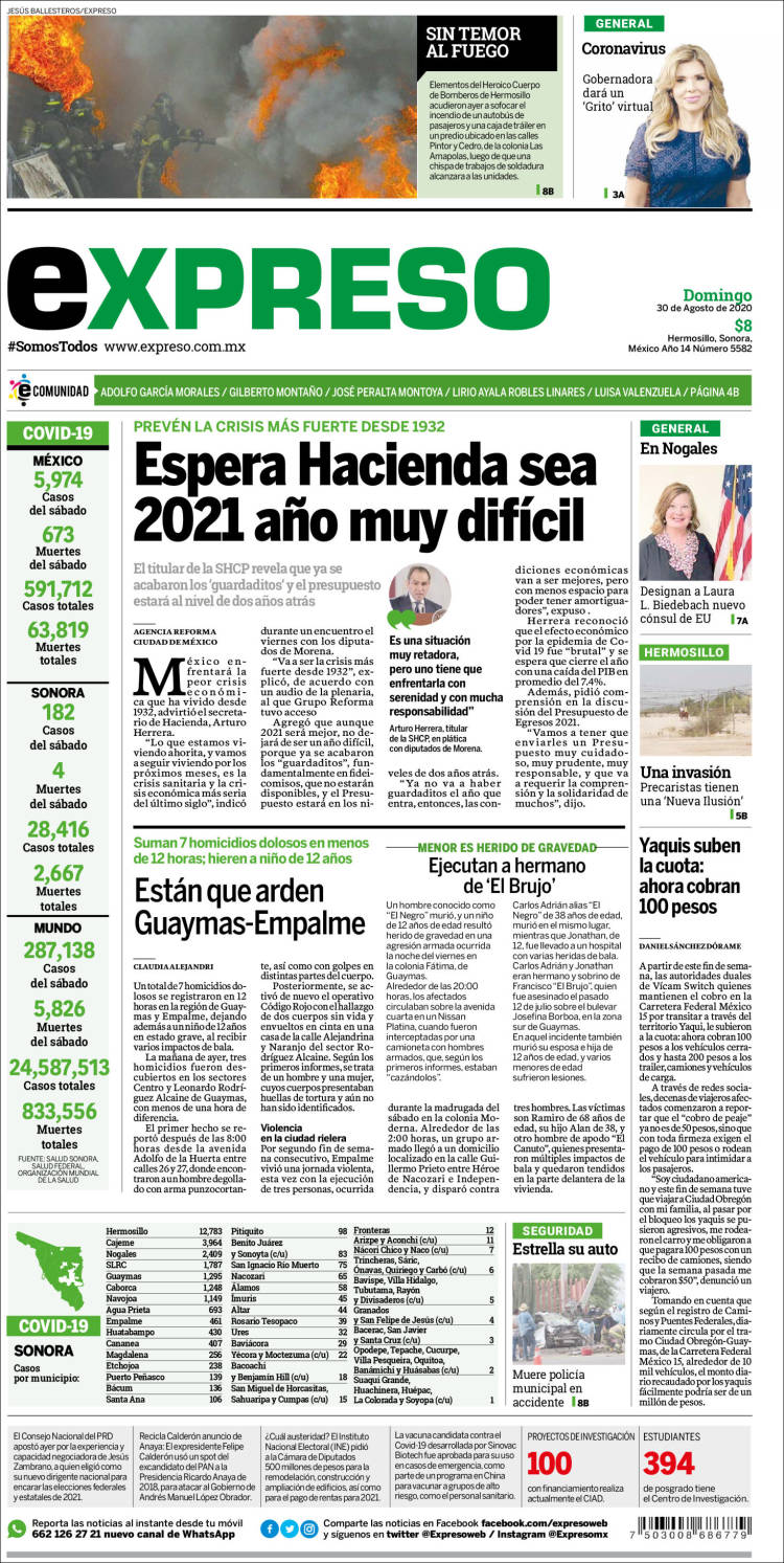 Portada de Expreso (M&eacute;xico)