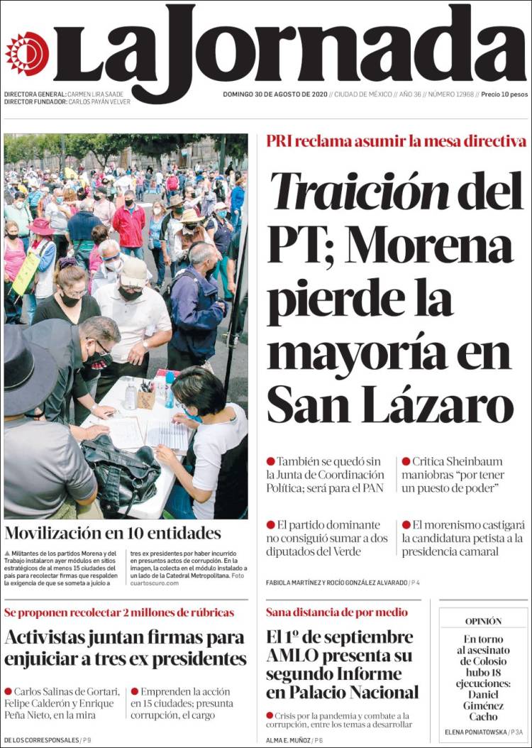 Portada de La Jornada (M&eacute;xico)