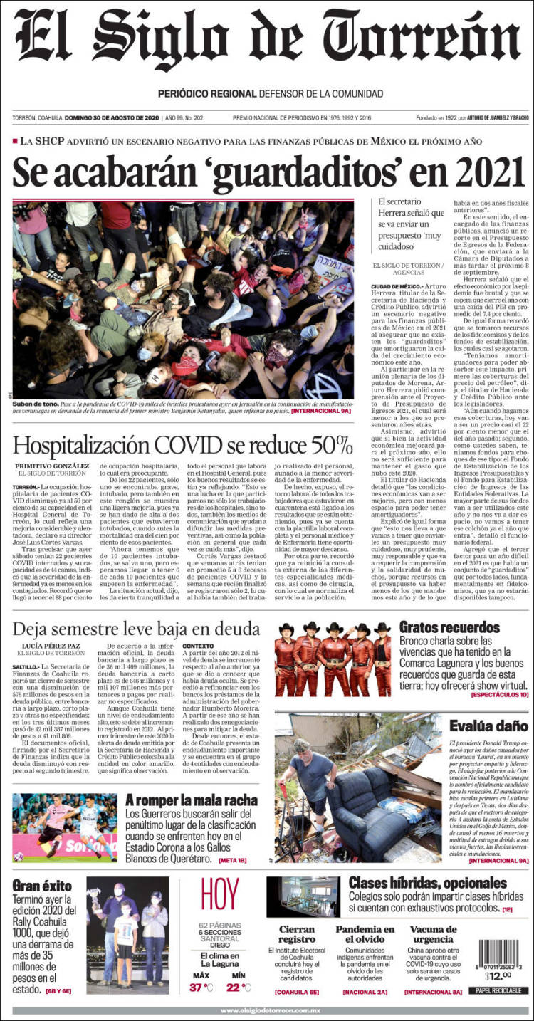 Portada de El Siglo de Torreon (M&eacute;xico)