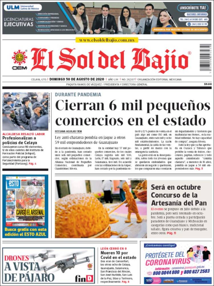 Portada de El Sol del Bajio (M&eacute;xico)