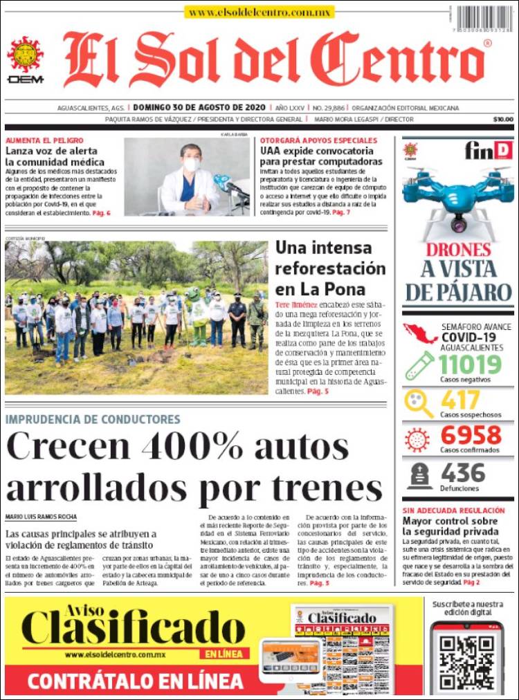 Portada de El Sol del Centro (M&eacute;xico)