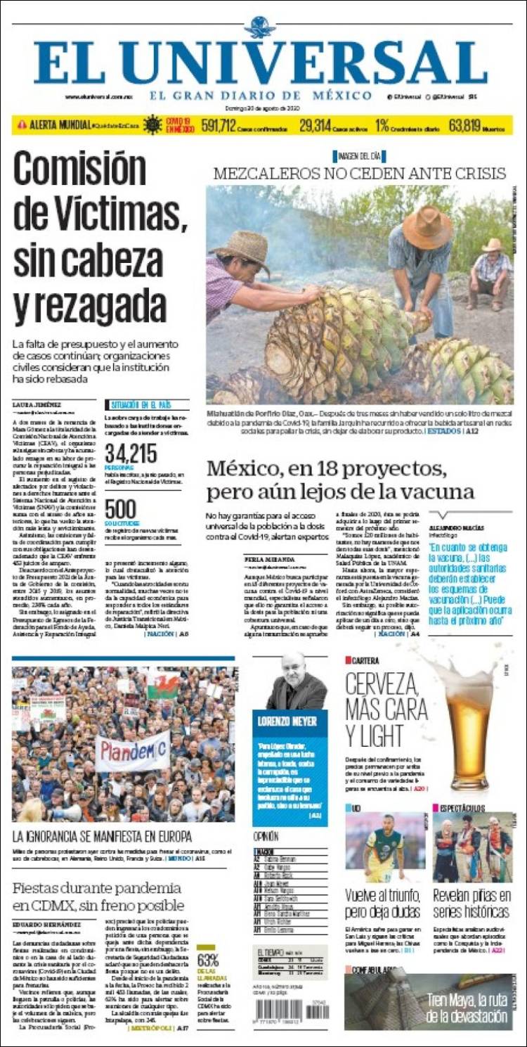 Portada de El Universal (M&eacute;xico)