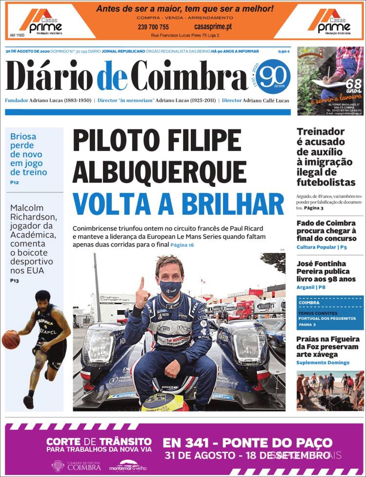 Portada de Diário de Coimbra (Portugal)