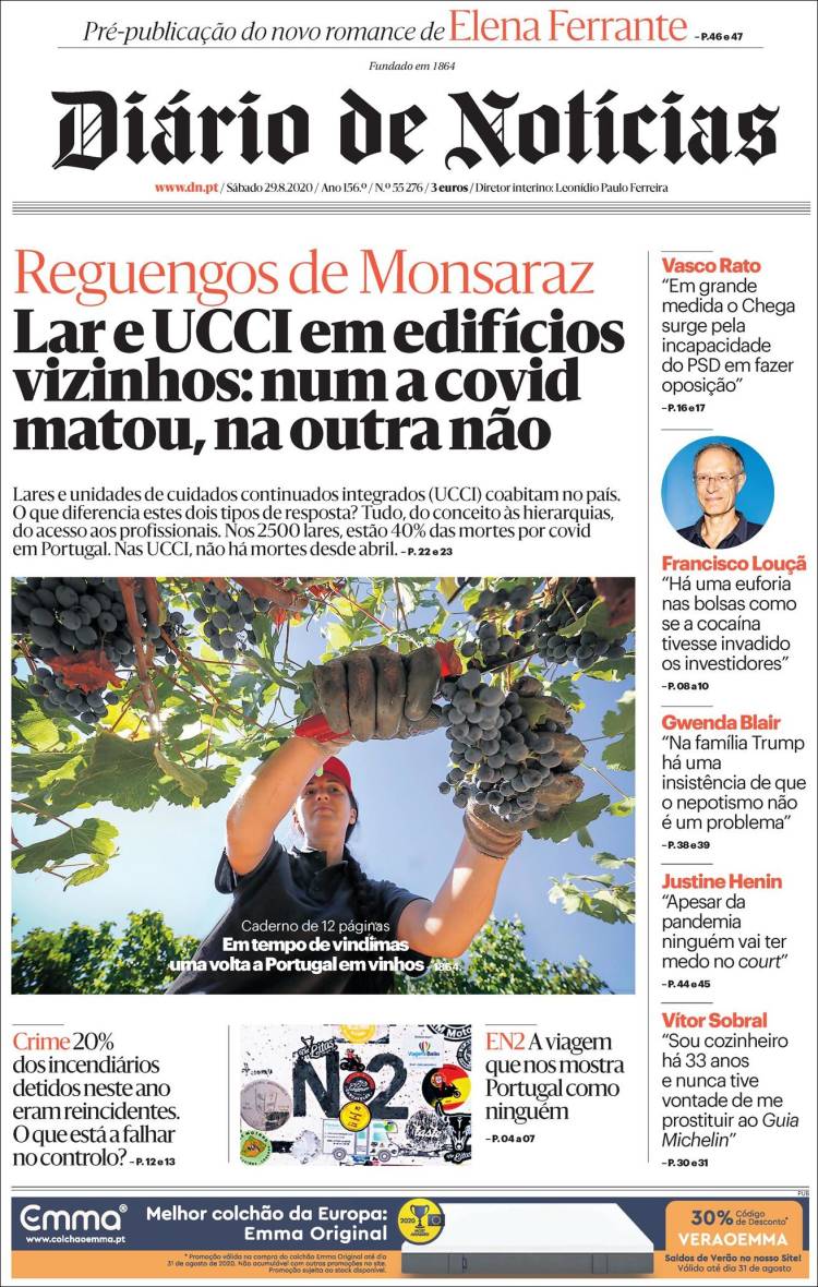 Portada de Diário de Noticias (Portugal)