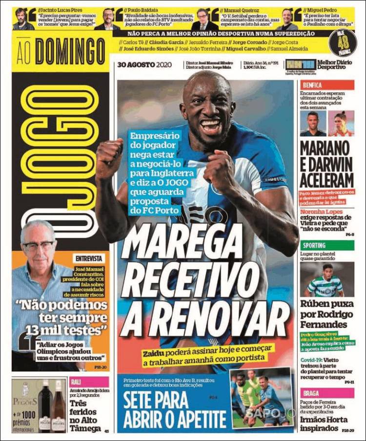 Portada de O Jogo (Portugal)