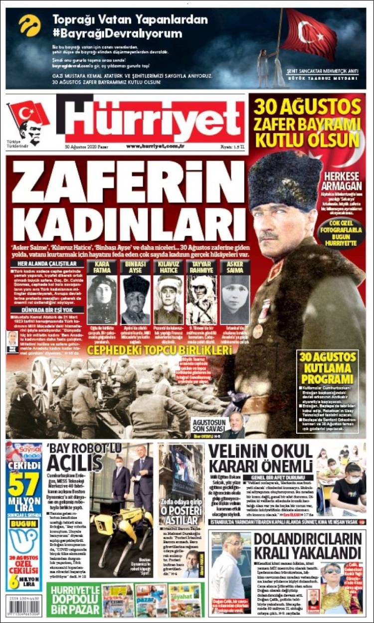 Portada de Hürriyet (Turqu&iacute;a)