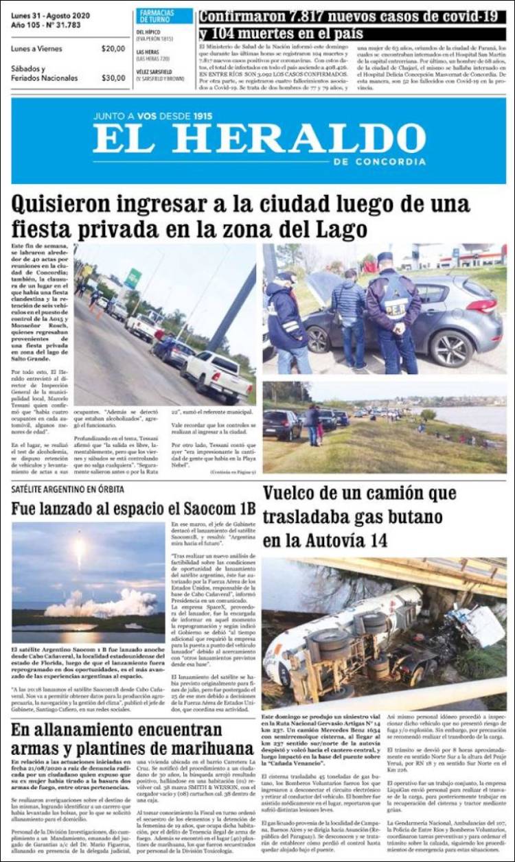 Portada de El Heraldo de Concordia (Argentina)