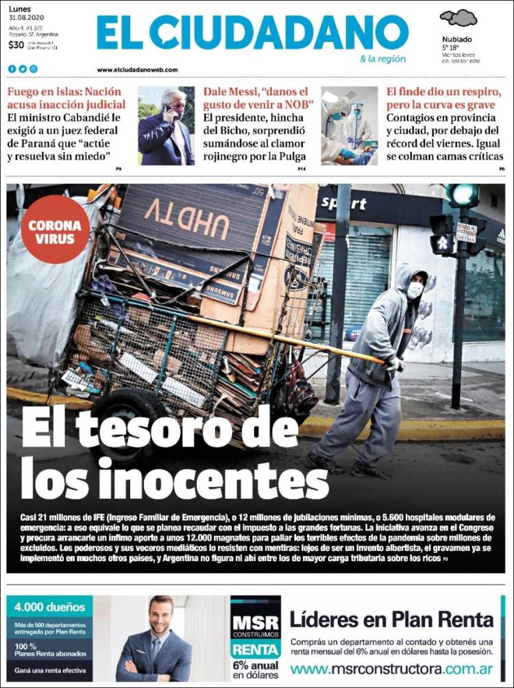 Portada de Diario El Ciudadano (Argentina)