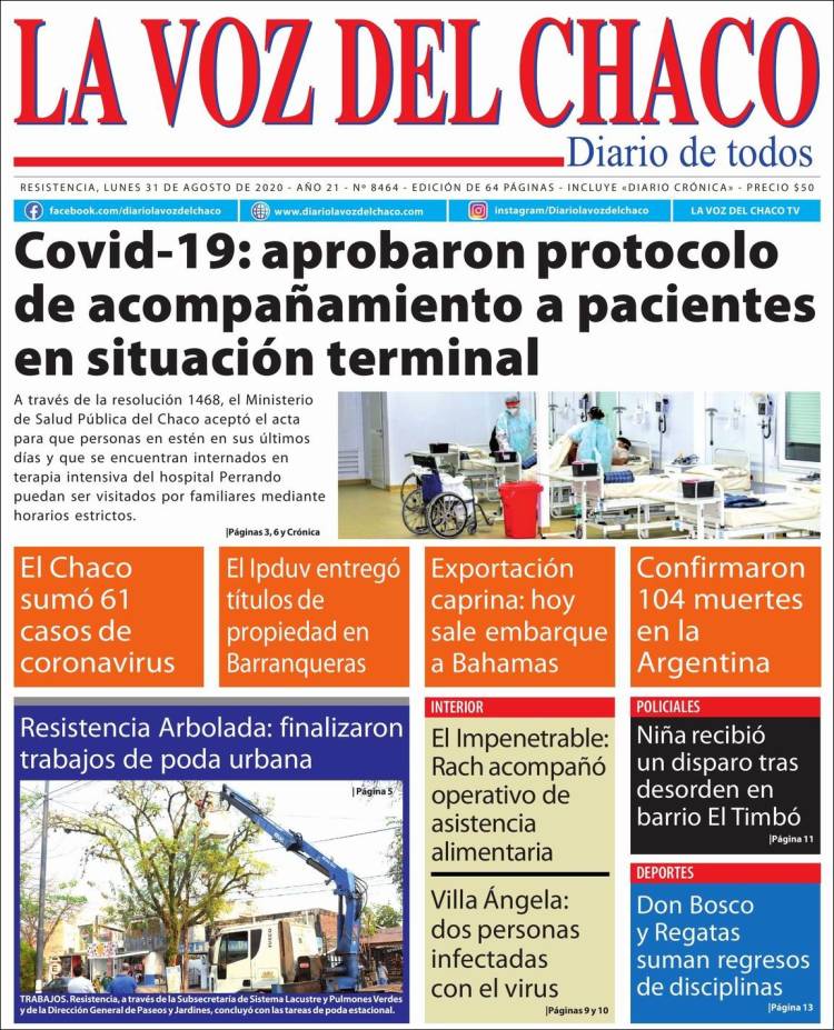 Portada de La Voz del Chaco (Argentina)