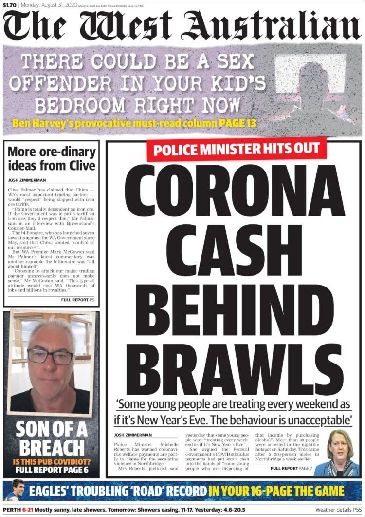 Portada de The West Australian (Australia)