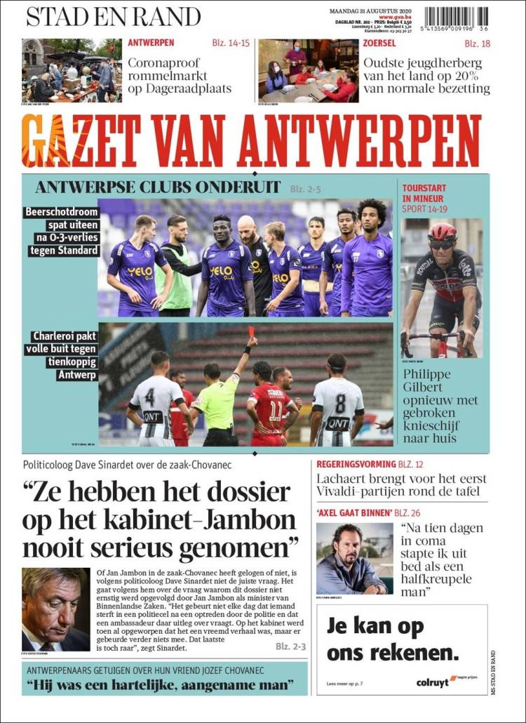 Portada de Gazet van Antwerpen (B&eacute;lgica)
