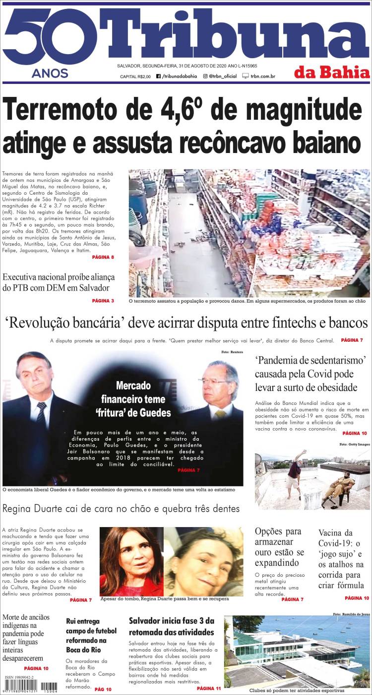 Portada de Tribuna da Bahia (Brasil)