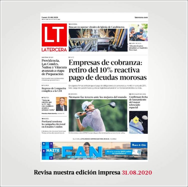 Portada de La Tercera (Chile)