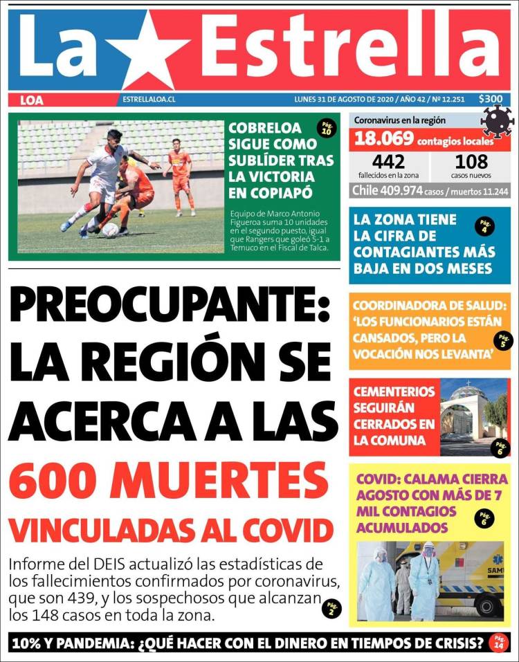 Portada de La Estrella de Loa (Chile)