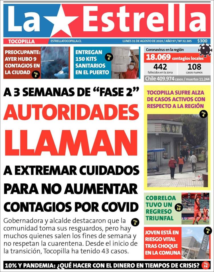 Portada de La Estrella de Tocopilla (Chile)