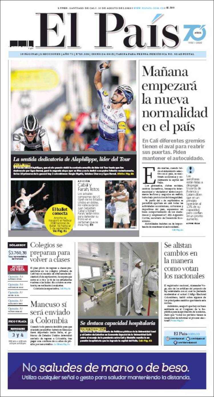 Portada de El País - Cali (Colombia)