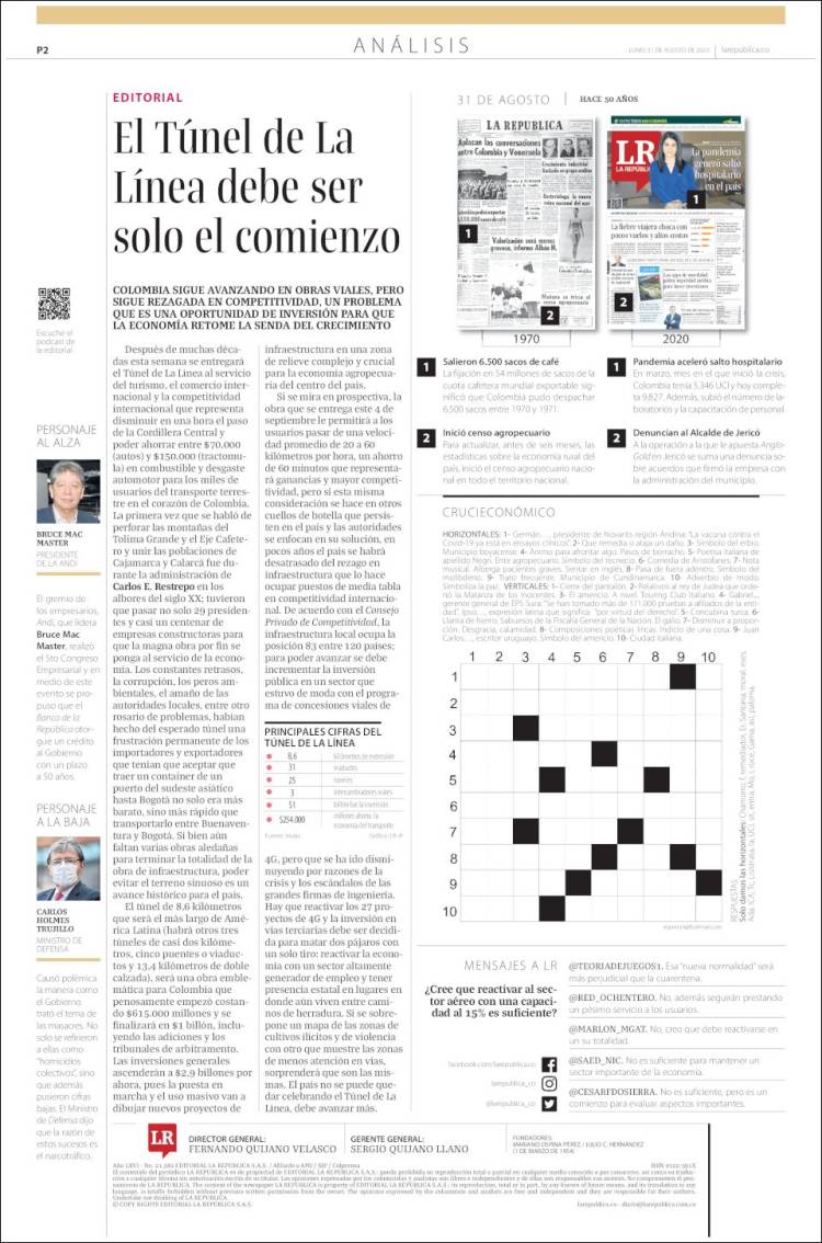 Portada de La Republica (Colombia)