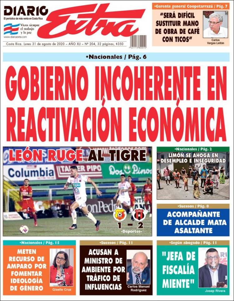 Portada de Diario Extra (Costa Rica)